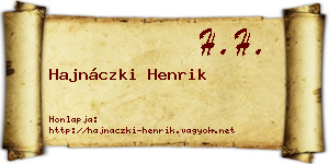 Hajnáczki Henrik névjegykártya