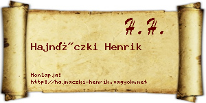 Hajnáczki Henrik névjegykártya